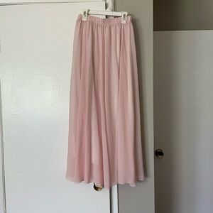 Elegant Pink Chiffon Maxi Skirt